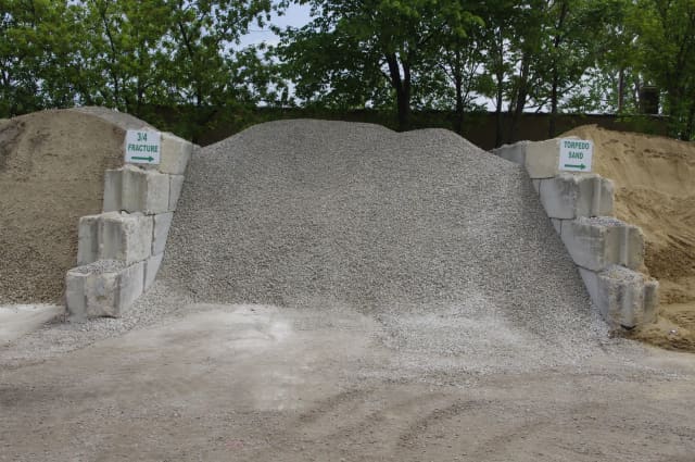 Pile of clean crushed limestone