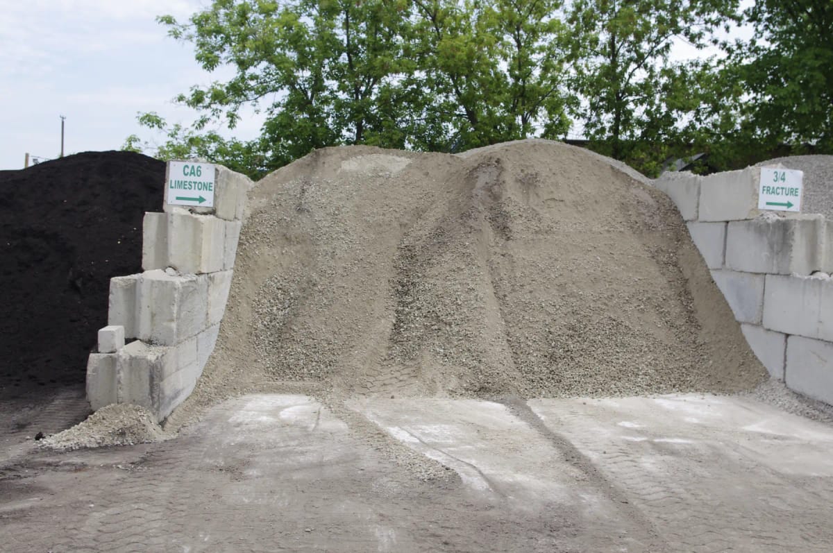 Pile of CA-6 crushed limestone